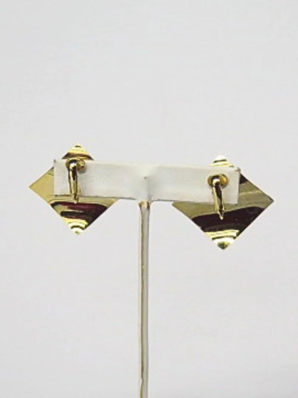 Vintage Multicolor Enamel Geometric Diamond Clip-On Statement Earrings